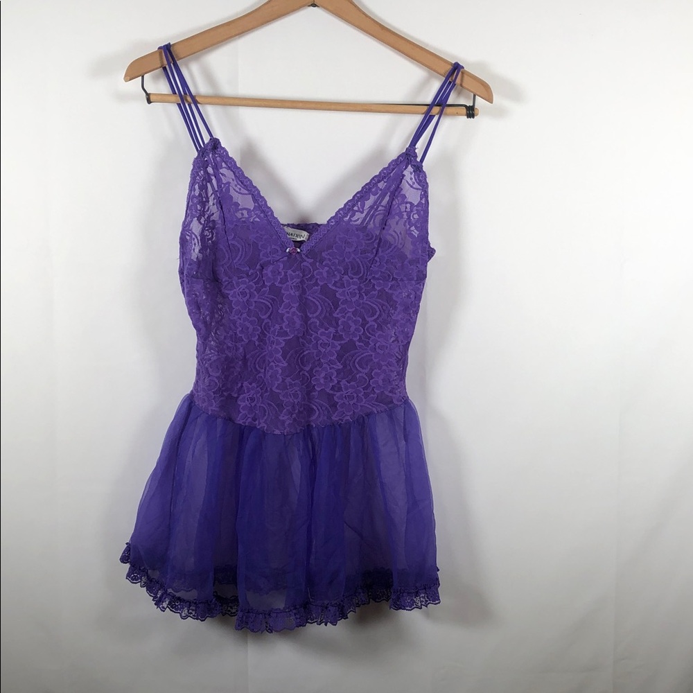 Fairy Y2K Lace Sheer Babydoll Purple‎ Lace Top